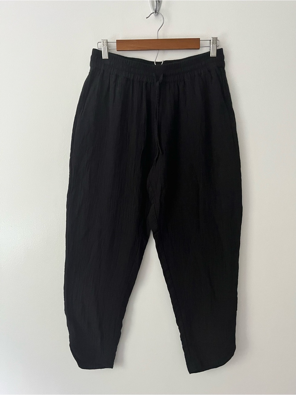 Pact Double Gauze Tapered Pull On Pants 100% Organic Cotton Black Medium - Picture 2 of 11